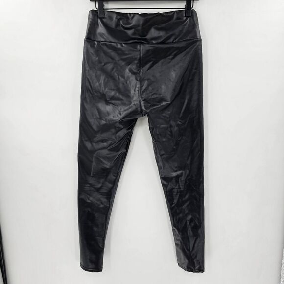 Faux leather leggings pants fleece lined large black - Picture 2 of 3